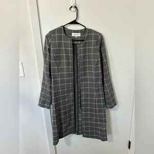 Calvin Klein Charcoal Checkered Long Blazer